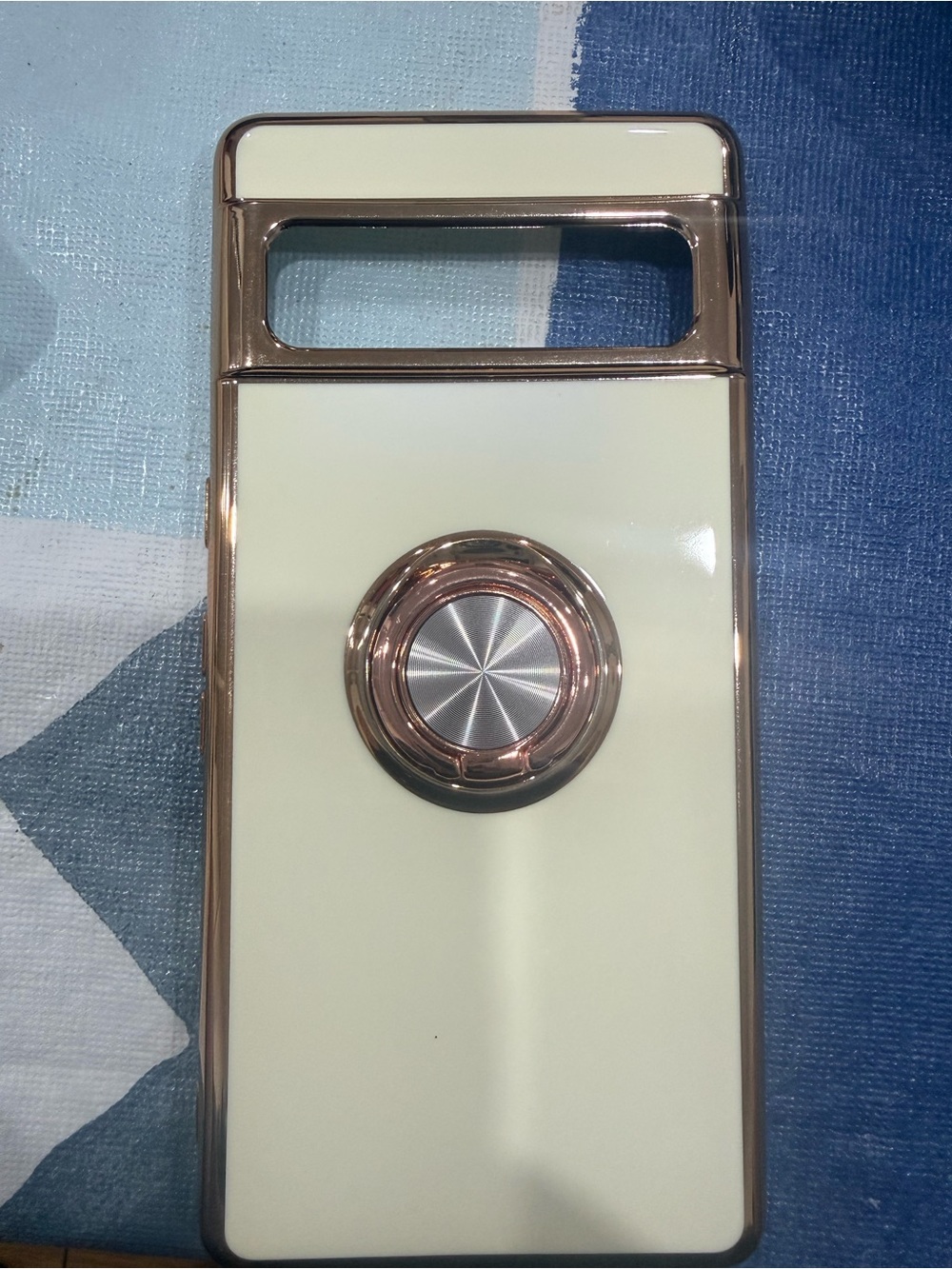 Cream Phone Case with Rose Gold Ring Stand